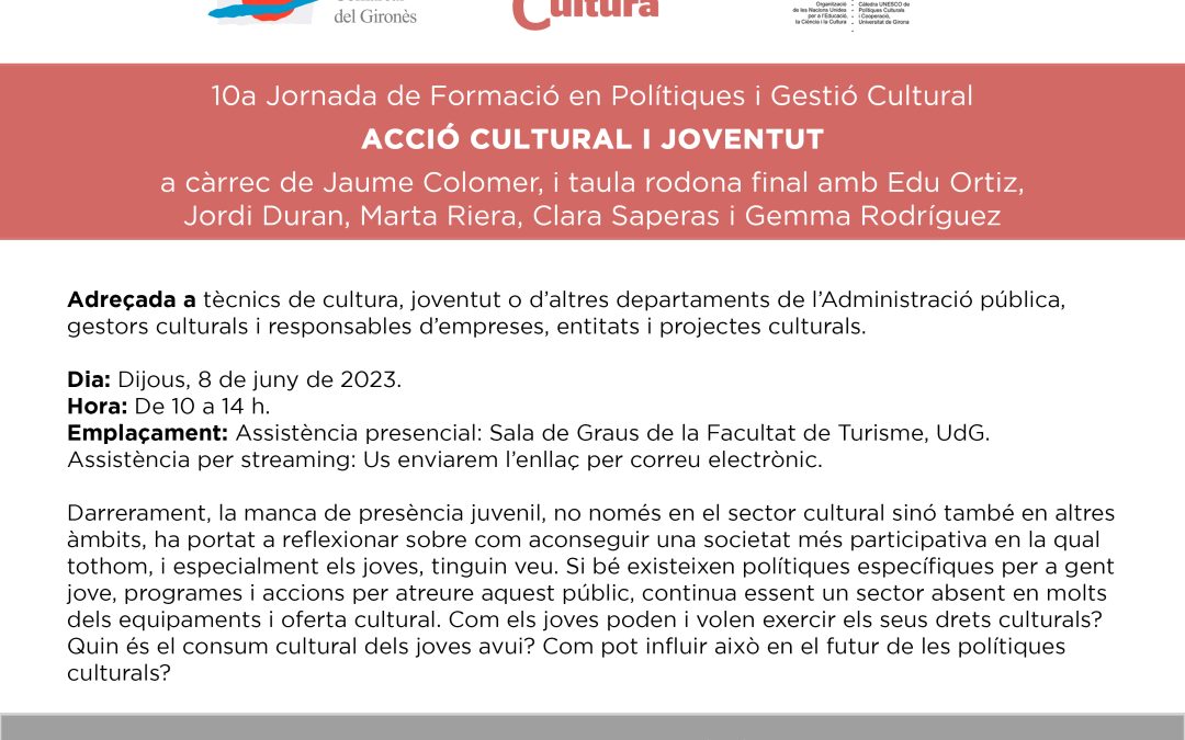 10a Jornada de Formació en Polítiques i Gestió Cultural